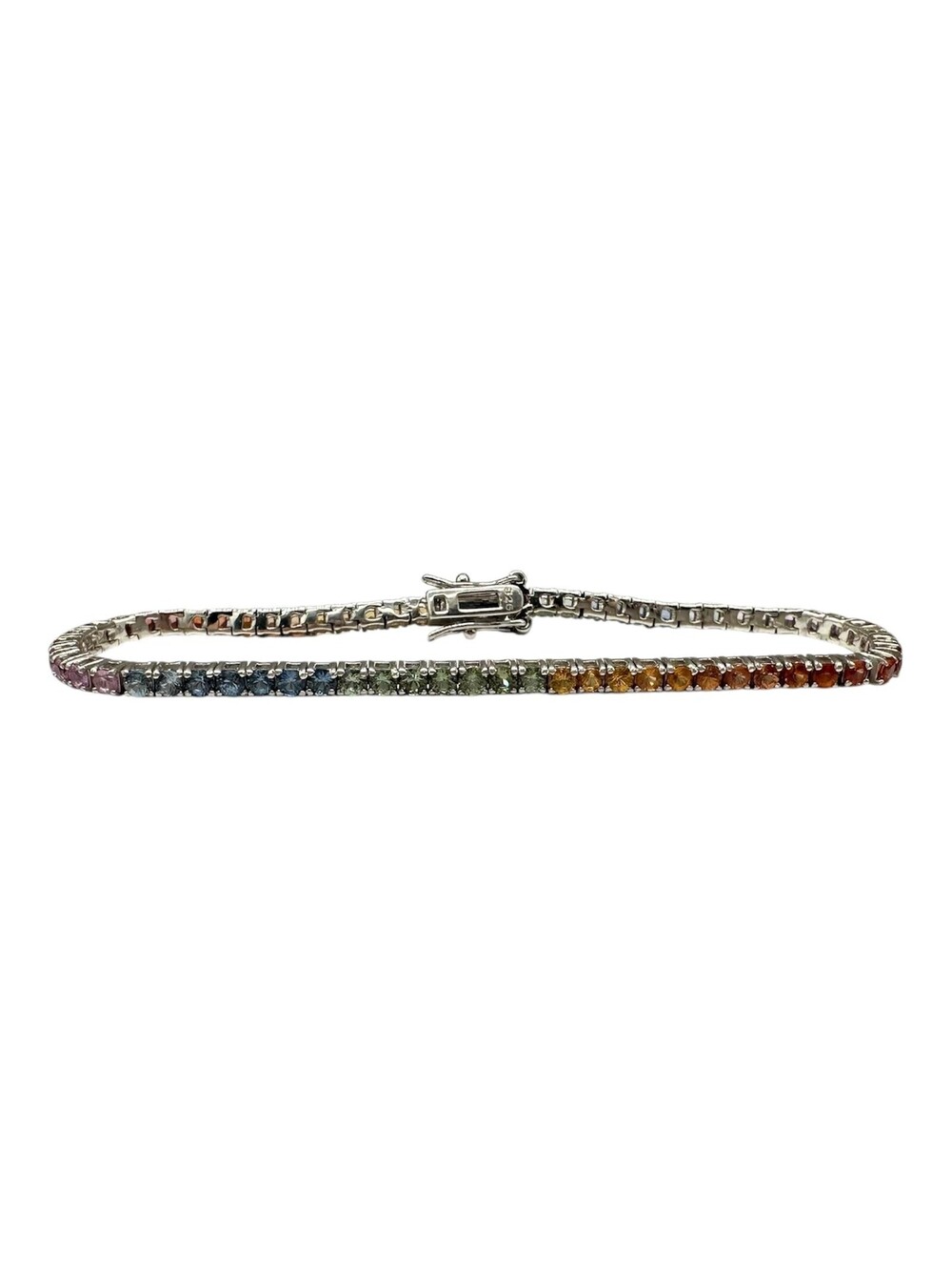 Rainbow Multicolor Sapphire Bracelet Sterling Silver 5.15ct 7in New
